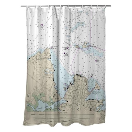 Betsy Drake SH14774CL 70 X 72 In. Clayton; NY Nautical Map Shower Curtain